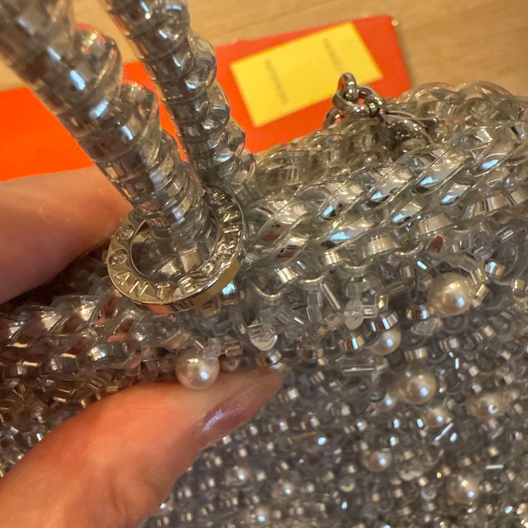 アンテプリマ ワイヤーバッグ ペルラ グリッター スクエア スモール シルバー