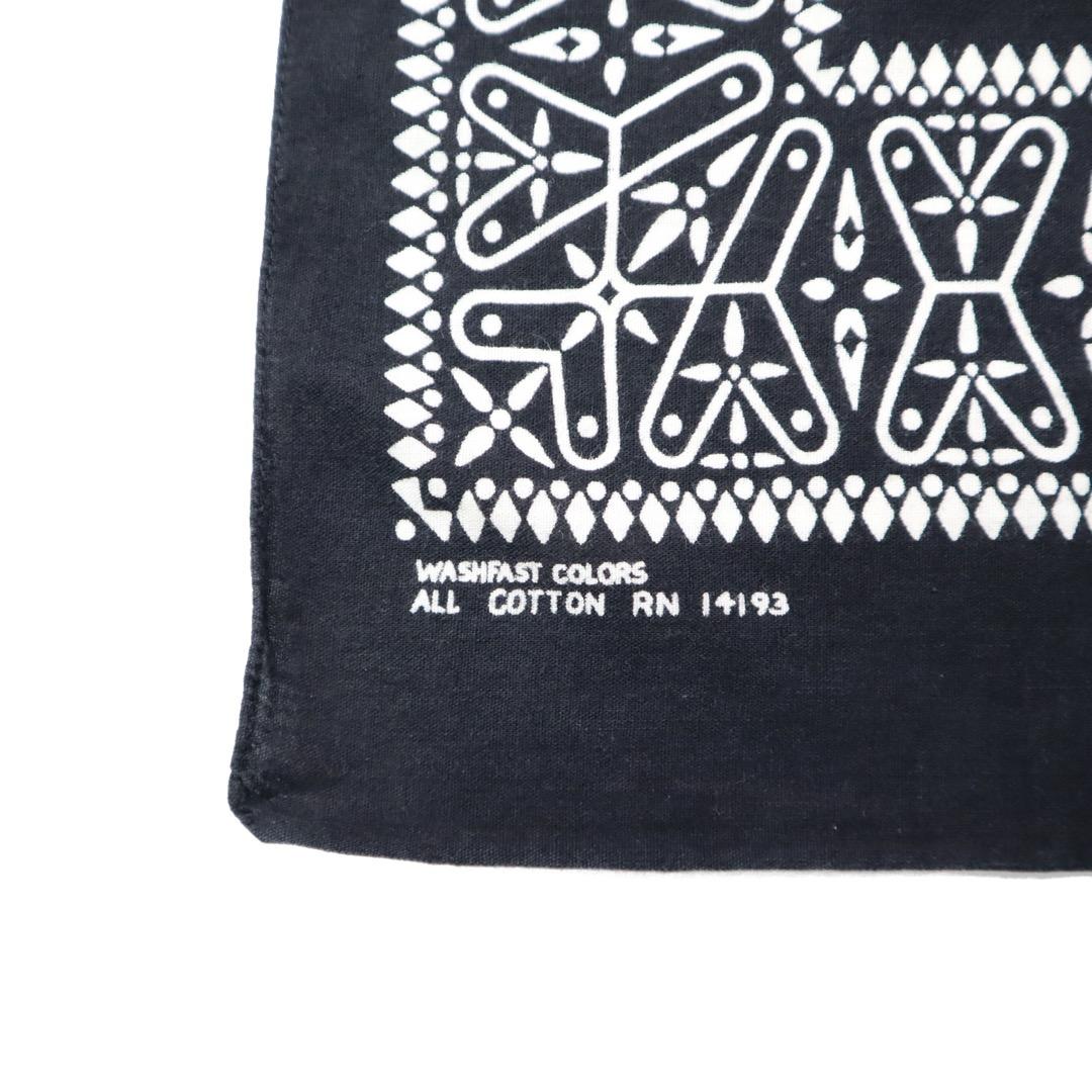 60s 70s ビンテージ ブラック クロス バンダナ 黒 RN14193 古着