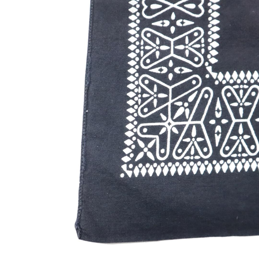 60s 70s ビンテージ ブラック クロス バンダナ 黒 RN14193 古着