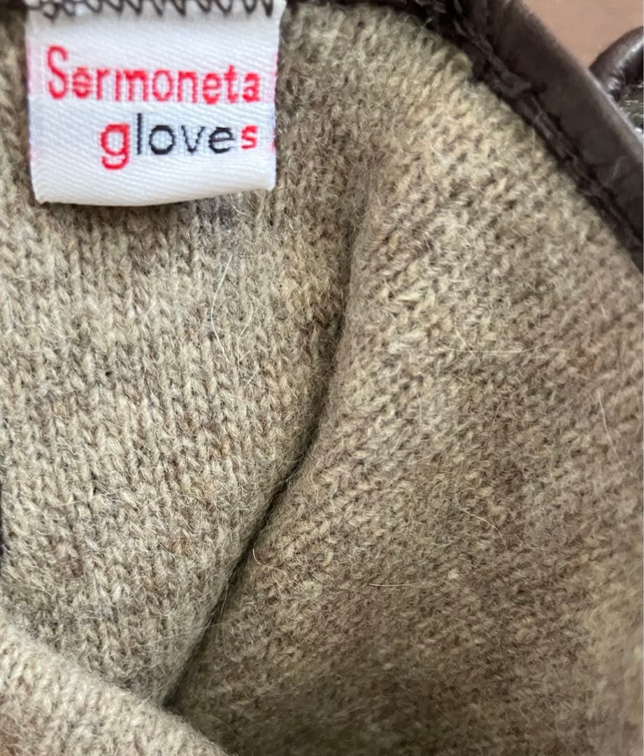 sermoneta glovesスエード本革　茶色手袋（内側カシミア）