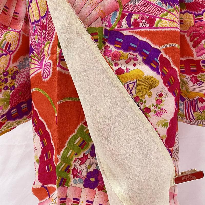 506ag15小物類、506ag15◎七歳 女児 アンティーク着物&丸帯&長襦袢