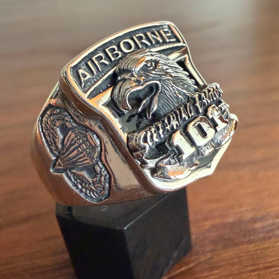 シルバー925無垢【新品】第101空挺師団　US ARMY カレッジリング 本物