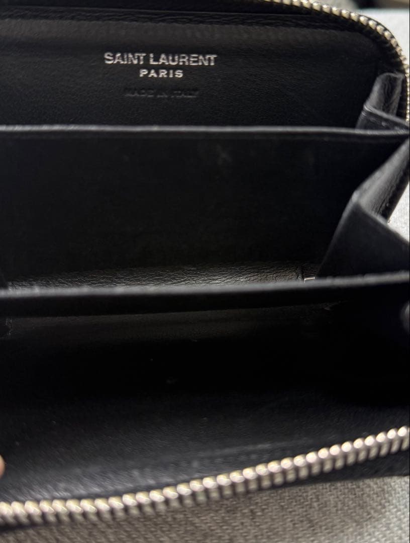 SAINT LAURENT YSLロゴ ケース ラウンドジップ　ブラック