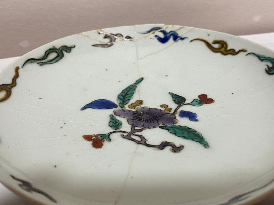♦江戸時代前期 古九谷 五彩九谷 小皿 珍物 珍品 古九谷様式 古美術品 骨董品