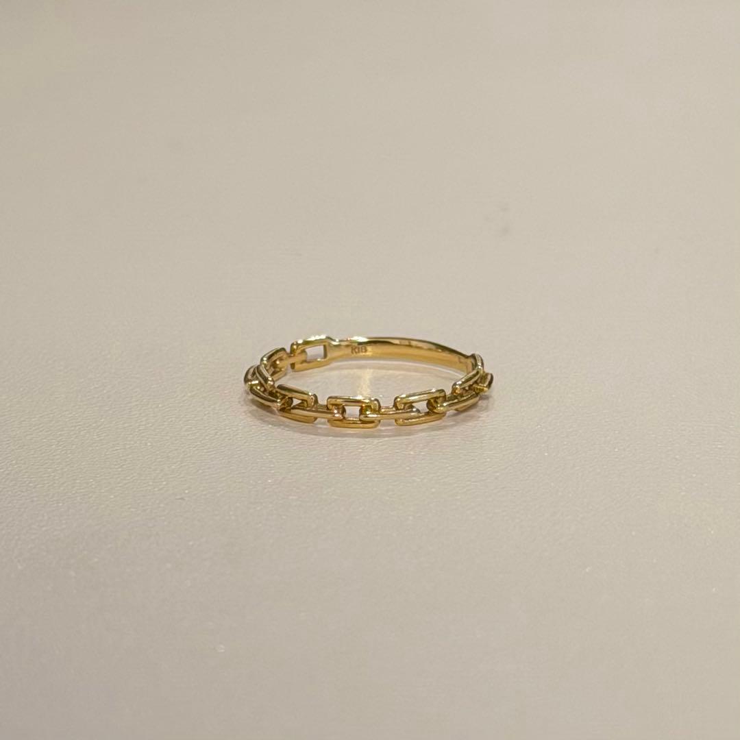 k18リング チェーンリング ピンキーリング 18金 チェーンモチーフ3号