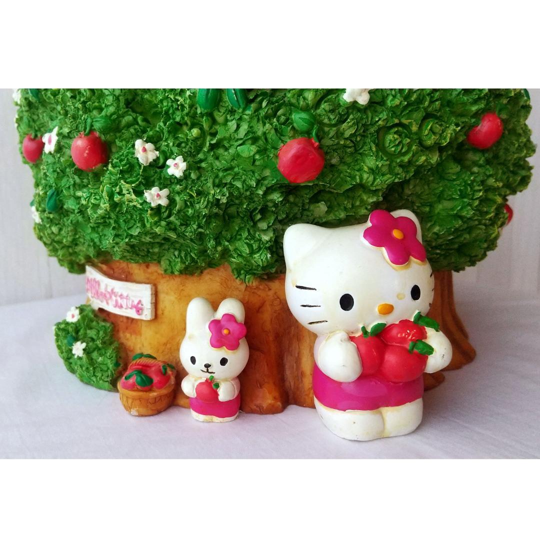 キティ　植木鉢　陶器　フィギュア　置物　ガーデンポット　カバー　うさぎ　りんご