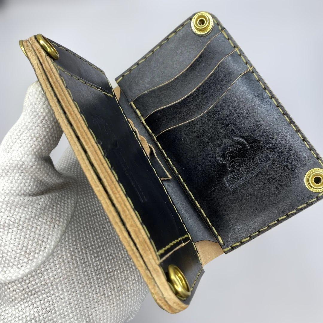 折らずお札収納 丘染めブラックの無骨トラッカーウォレット