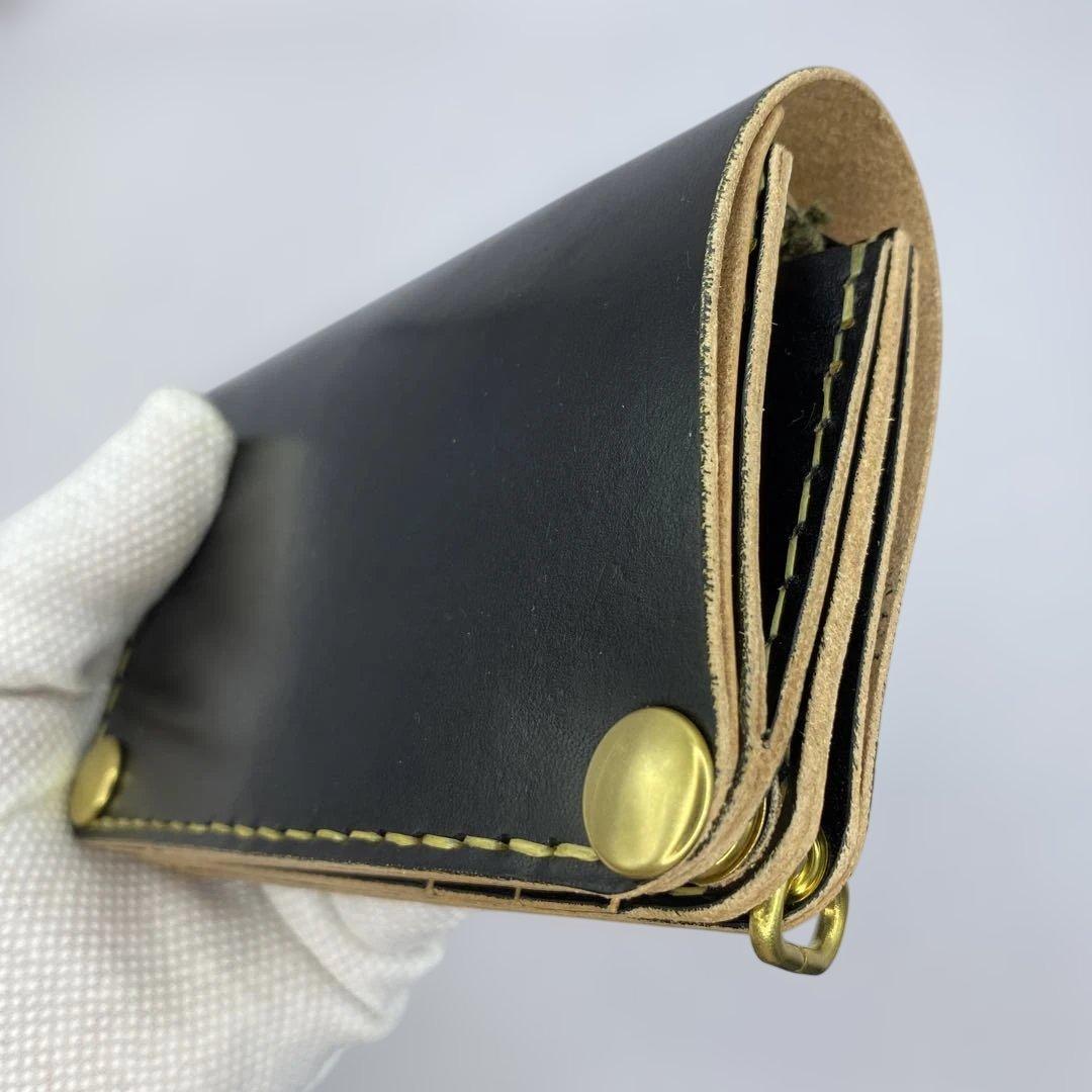 折らずお札収納 丘染めブラックの無骨トラッカーウォレット