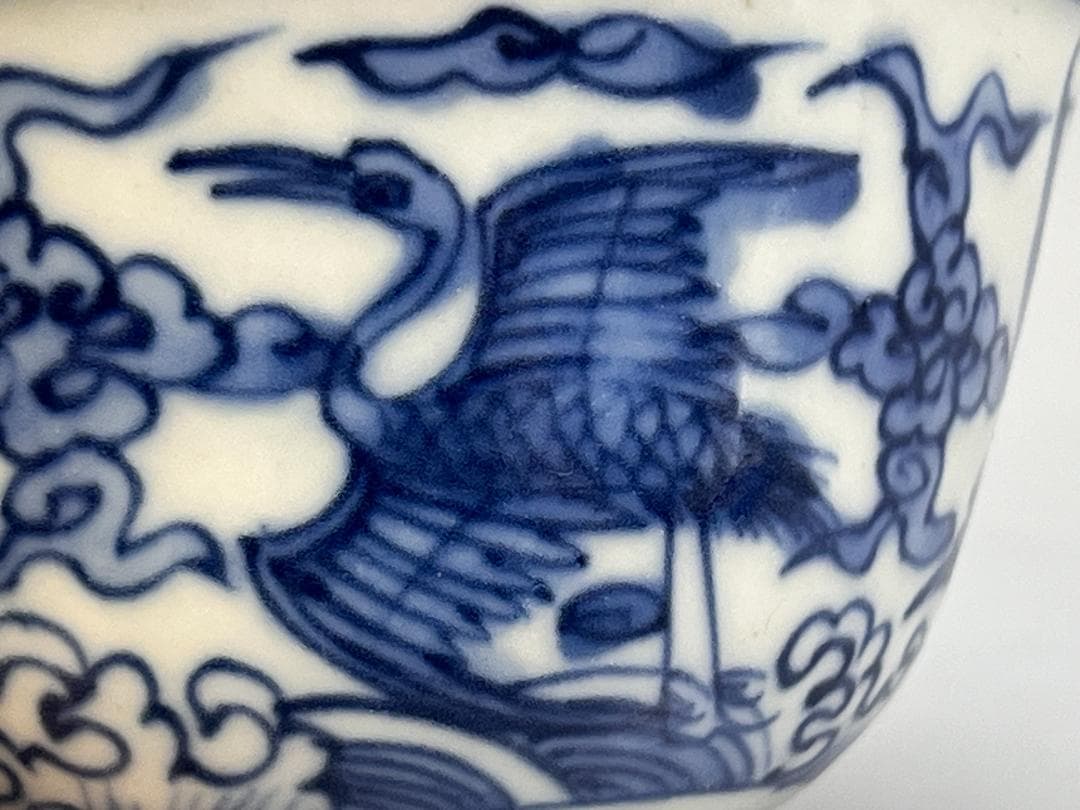 中国美術 明時代 青花鳳紋碗 染付碗 共箱 明 万暦年 古董品 尊 高6.5cm