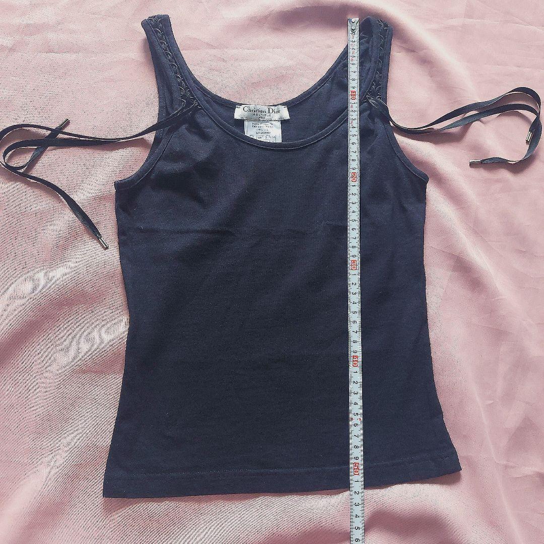 Christian Dior 黒ループリボン タンクトップ キャミソール