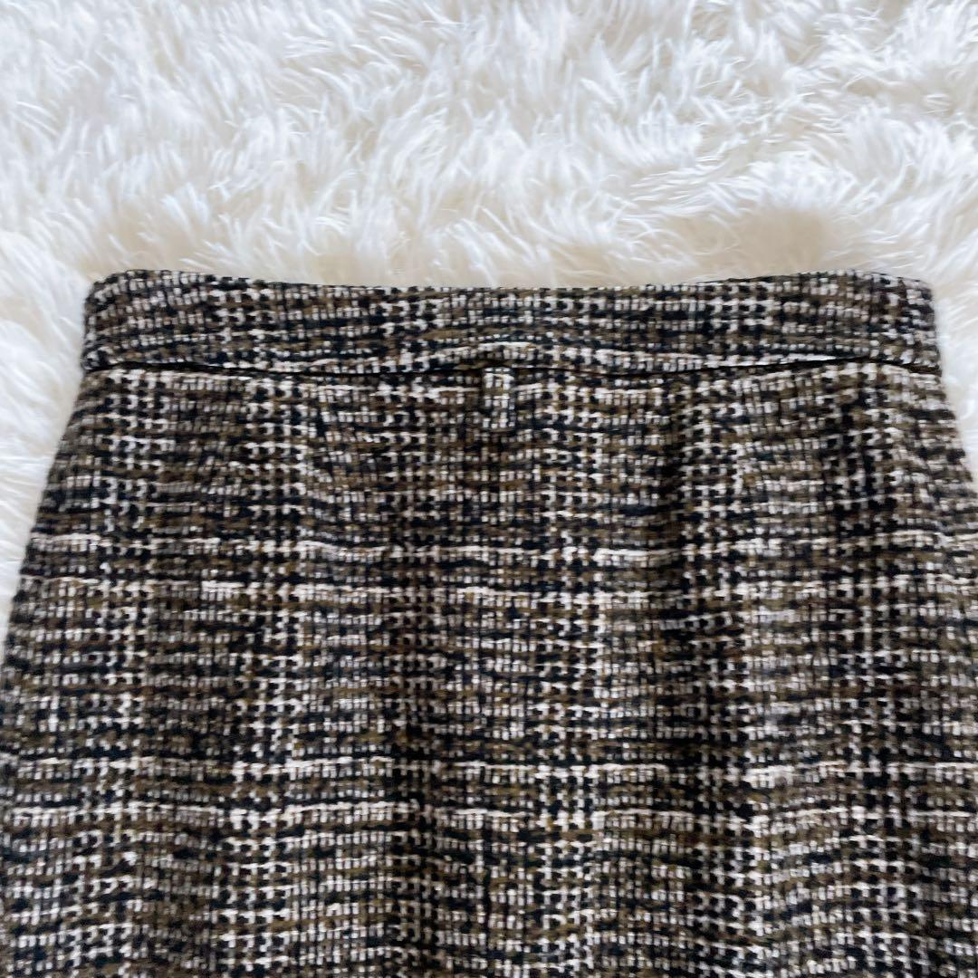 希少✨美品【エルメス】カシミヤウールツイードラップスカート シルク ブラウン34