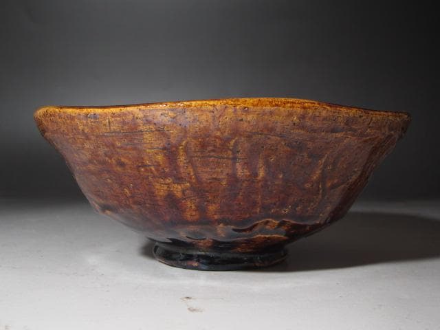 ★楽吉左衛門十代旦入　飴釉茶碗　福力　二重箱　表千家十二代惺斎の花押★x381