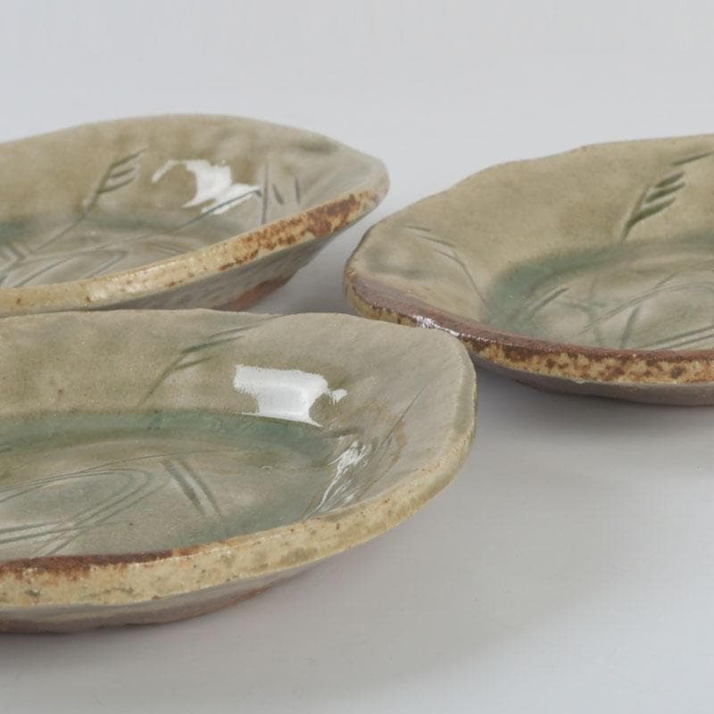 和食器　茶懐石　幸兵衛窯　灰釉　銘々皿　五客　共箱　N　9396