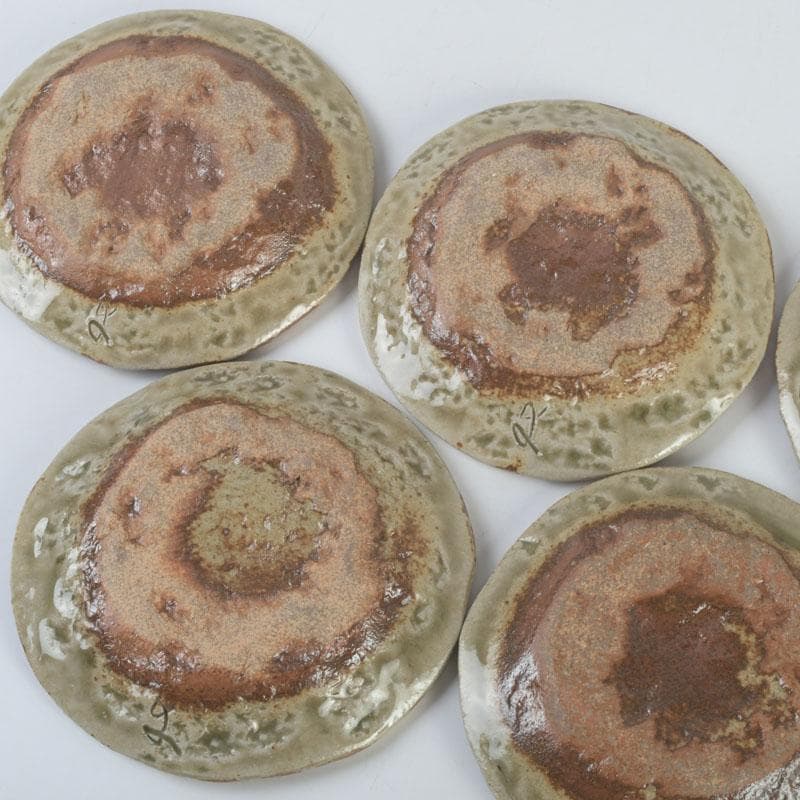 和食器　茶懐石　幸兵衛窯　灰釉　銘々皿　五客　共箱　N　9396