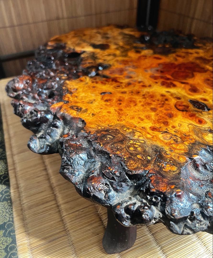 天然時代木 花梨 美玉杢 四足 花台 香台 盆栽台 50㎝