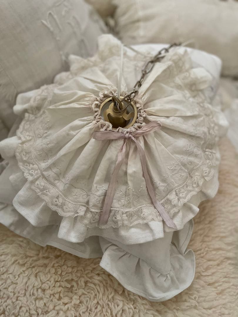 フランスアンティーク　ランプシェード　シルクカバー