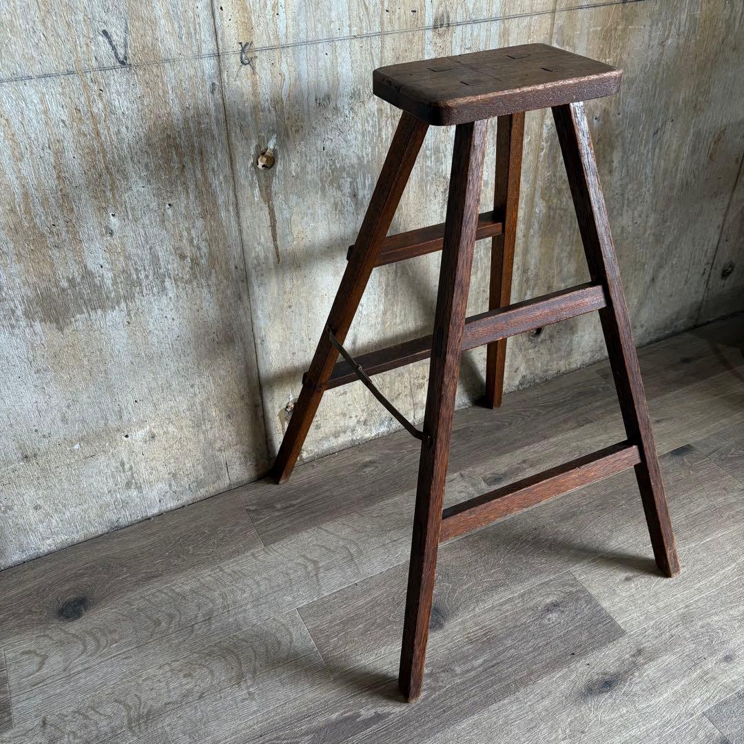 古道具　ヴィンテージ ラダー　脚立　無垢材　レトロ　アンティーク