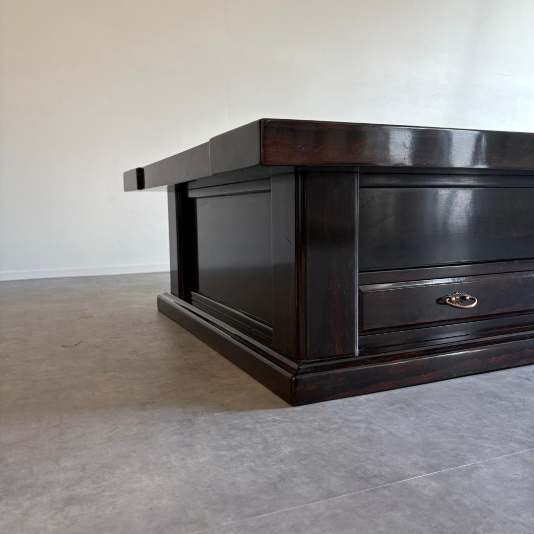 銘木　黒檀　囲炉裏テーブル　木製火鉢×座卓