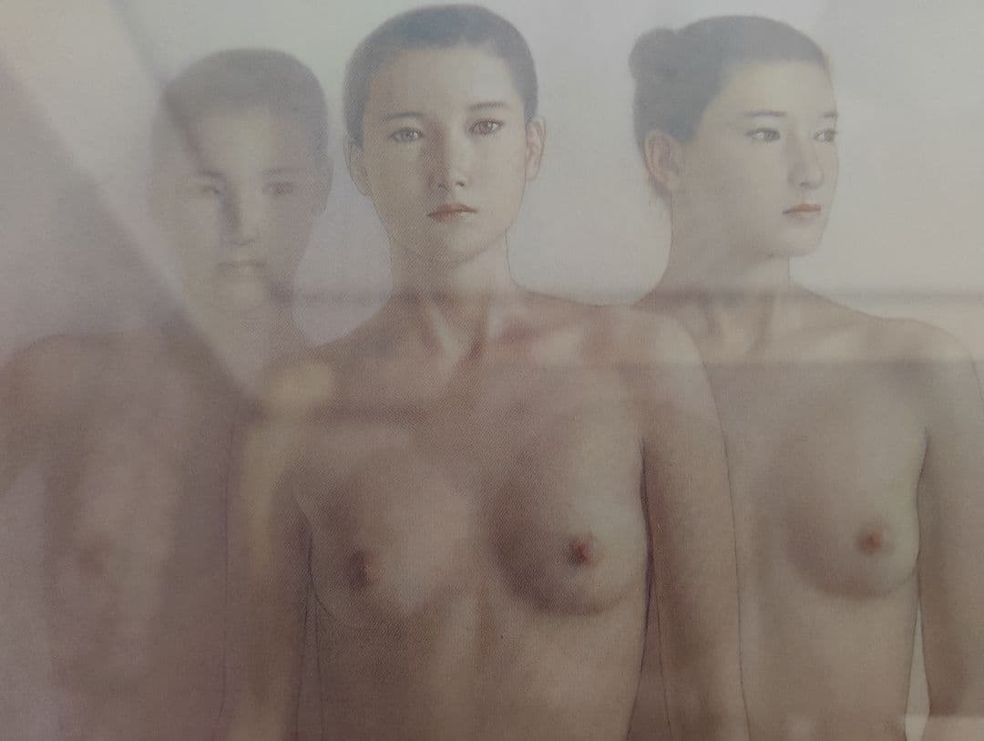 高塚省吾 「三人の曙」人物画 三人の女性 ブラウンフレーム