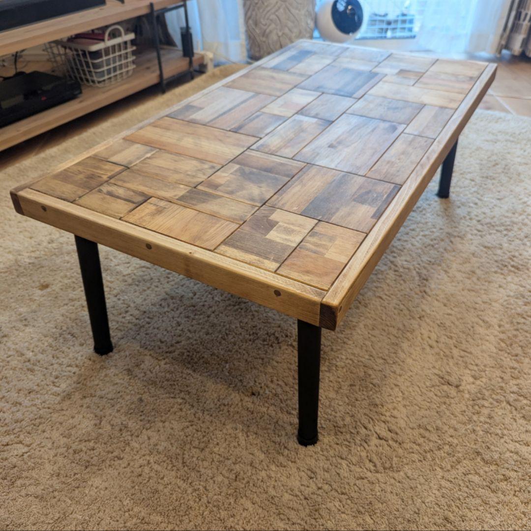 kapochanローテーブル　✨木製　ハンドメイド　サイドテーブル　古材風