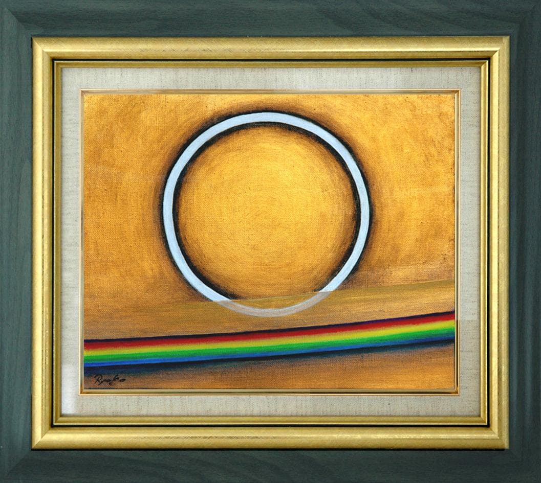 油絵 菅家令子 絵 絵画インテリア額付(白) F3-G142023 風景祈り希望