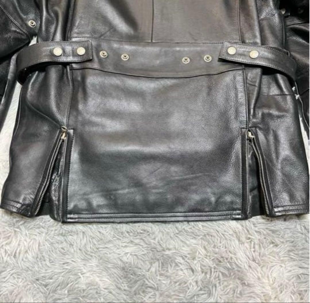 【良品】MOTO FIELD 牛革 レザーライダースジャケットBLACK LL