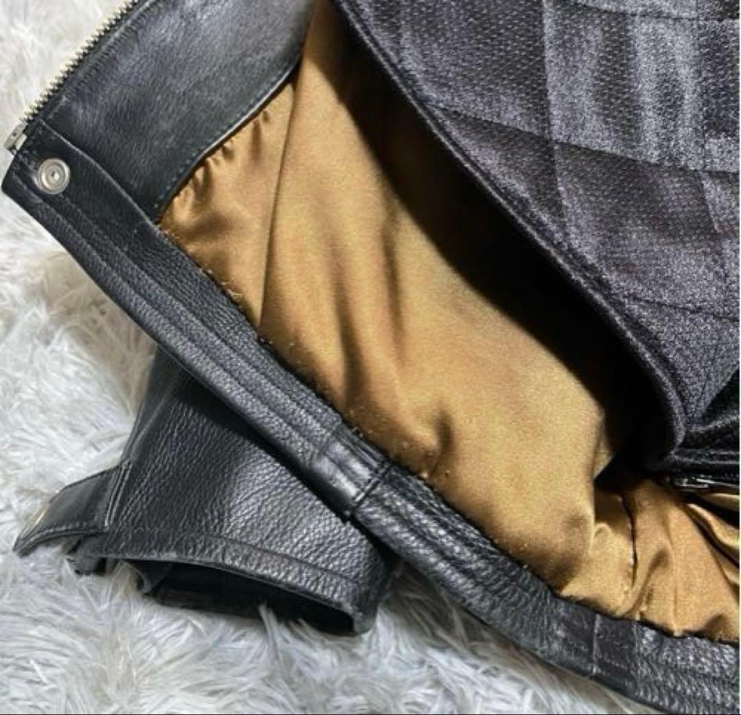 【良品】MOTO FIELD 牛革 レザーライダースジャケットBLACK LL