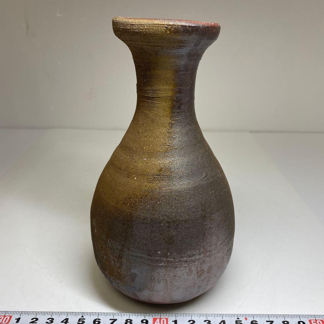 専用　藤原雄　備前花入　共箱　高さ18㎝　東Y7-0307②タカチ