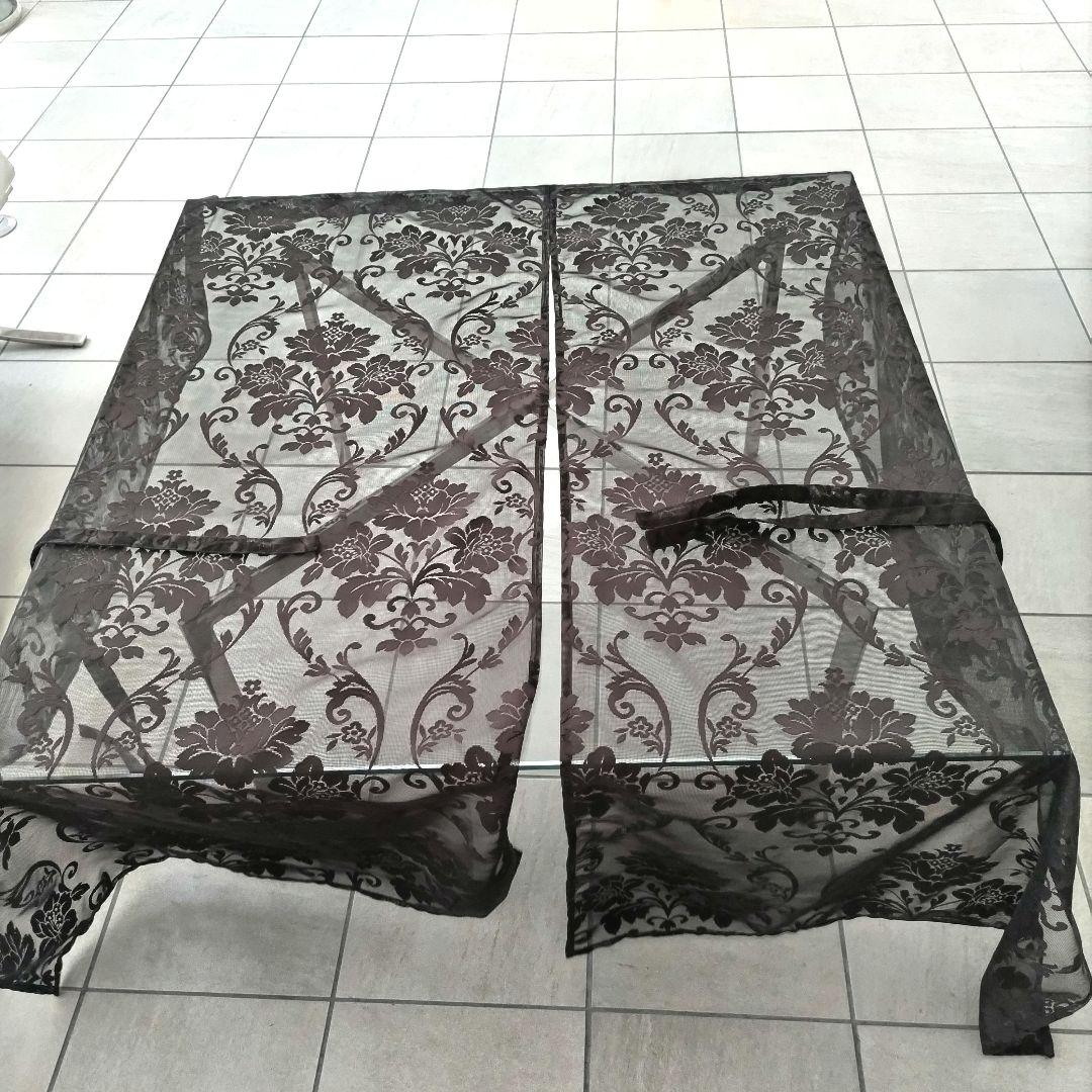 ち*ら様 新品✨️未使用川島セルコンエレガント目隠し暖簾レース　花柄ブラウン2セ