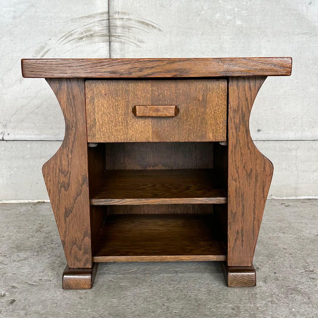 ✦オランダ家具✦オーク材サイドテーブル マガジンラック付　コーヒーテーブル