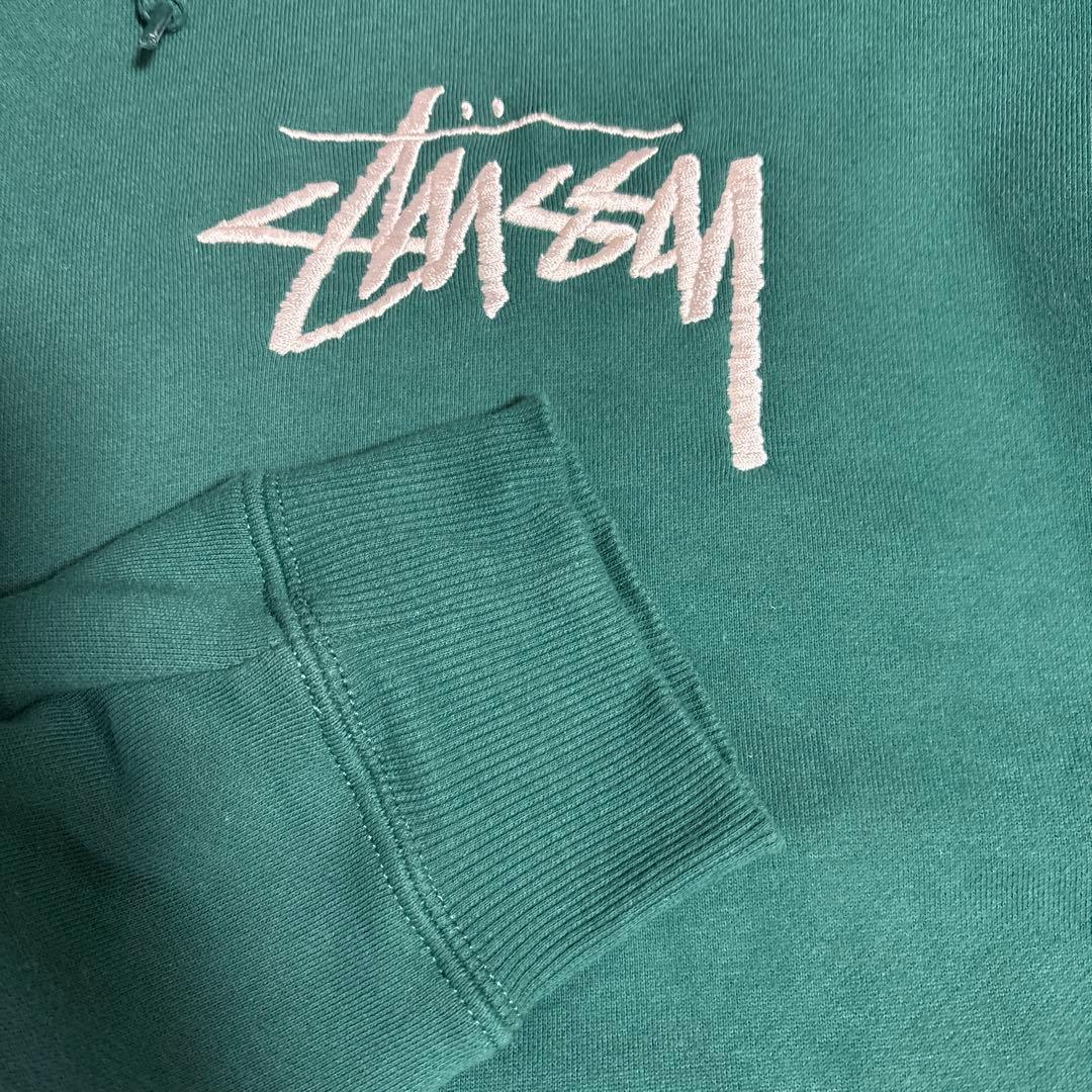 【ビッグシルエット】stussy スウェットパーカー　L グリーン