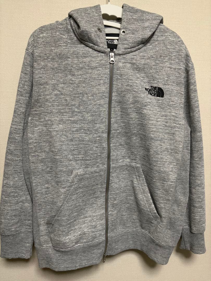 THE NORTH FACE スクエアロゴ　グレー ジップアップパーカー裏起毛