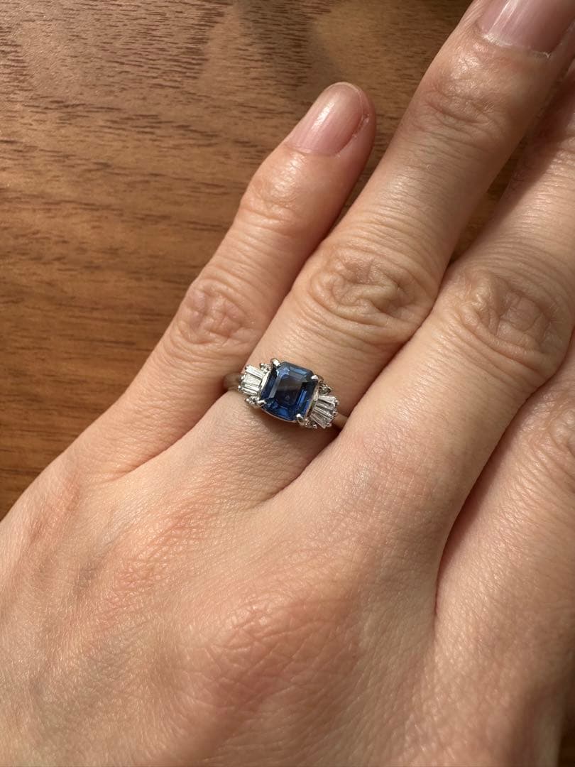 天然サファイア PT900 1.19ct リング #9 ソ付