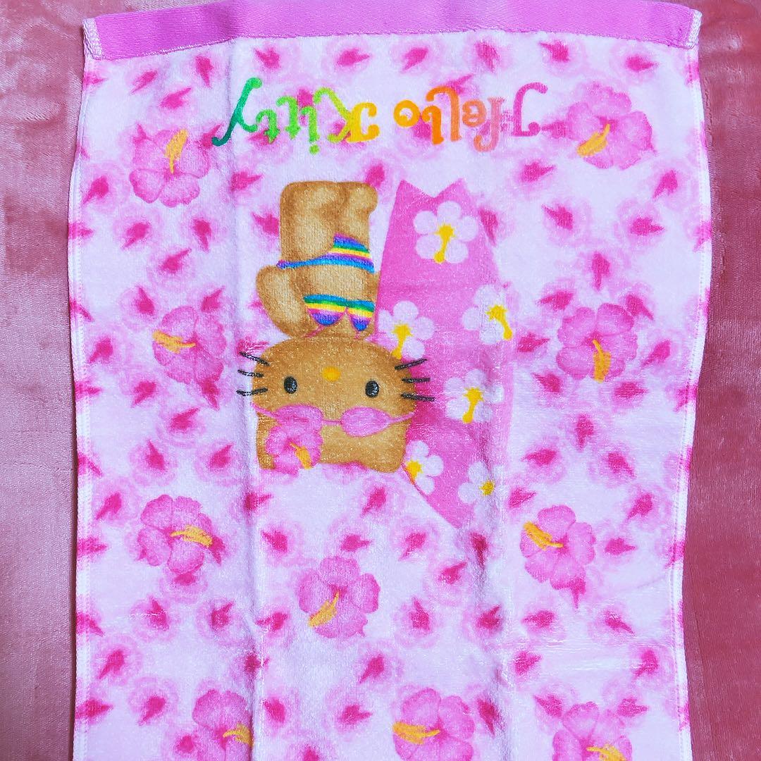 希少レア　ハローキティ　日焼けキティ　ボード　フェイスタオル　2002 サンリオ