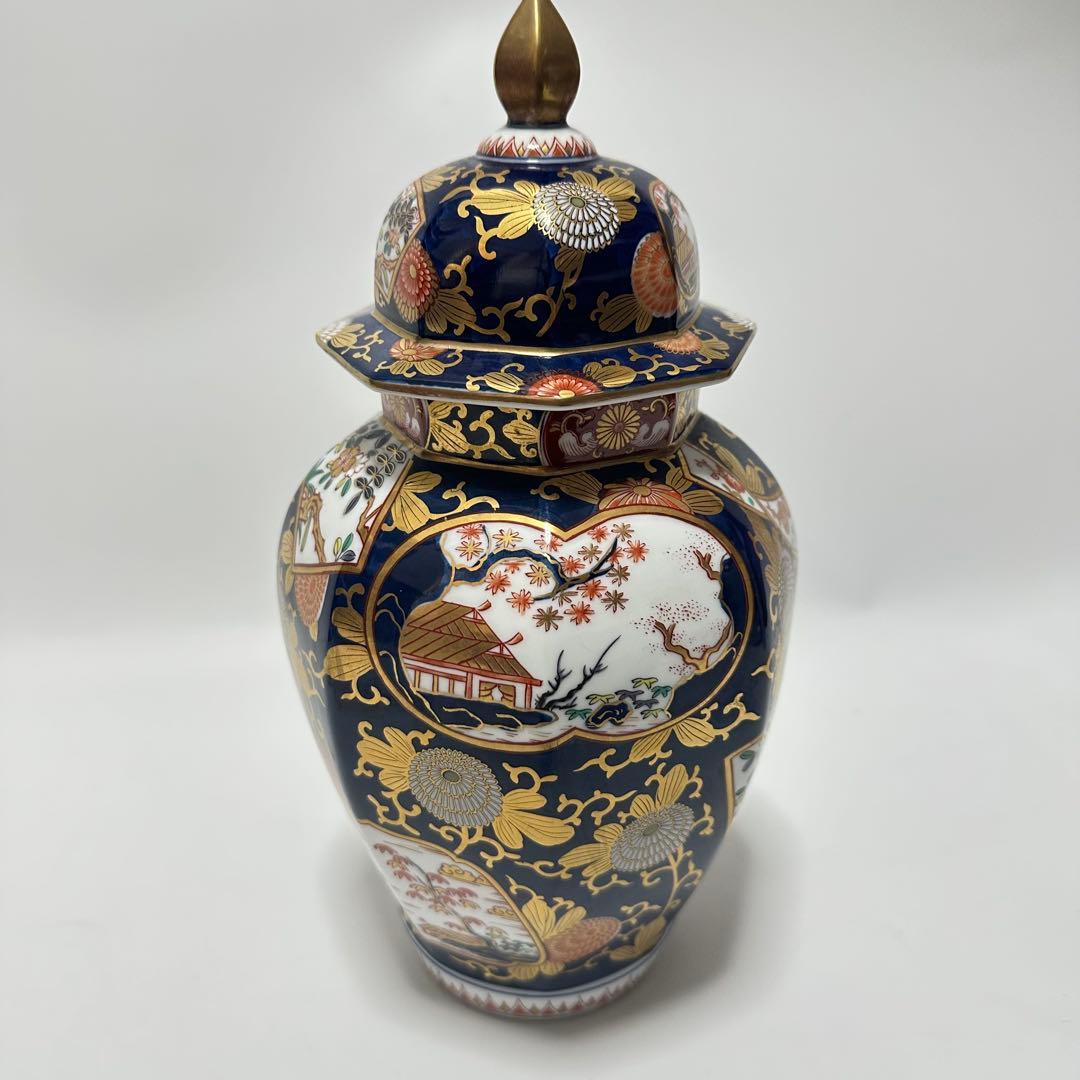 其泉 豪華な沈香壺 琳派古伊万里 美術有田焼 賞美堂其泉窯 染錦金彩琳派図