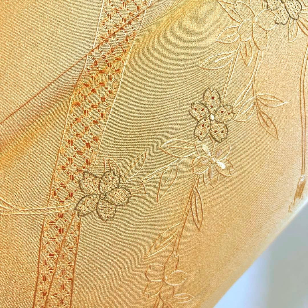 476 訪問着フルセット 正絹 薄オレンジ 薄橙 総刺繍 スワトウ 汕頭 上品