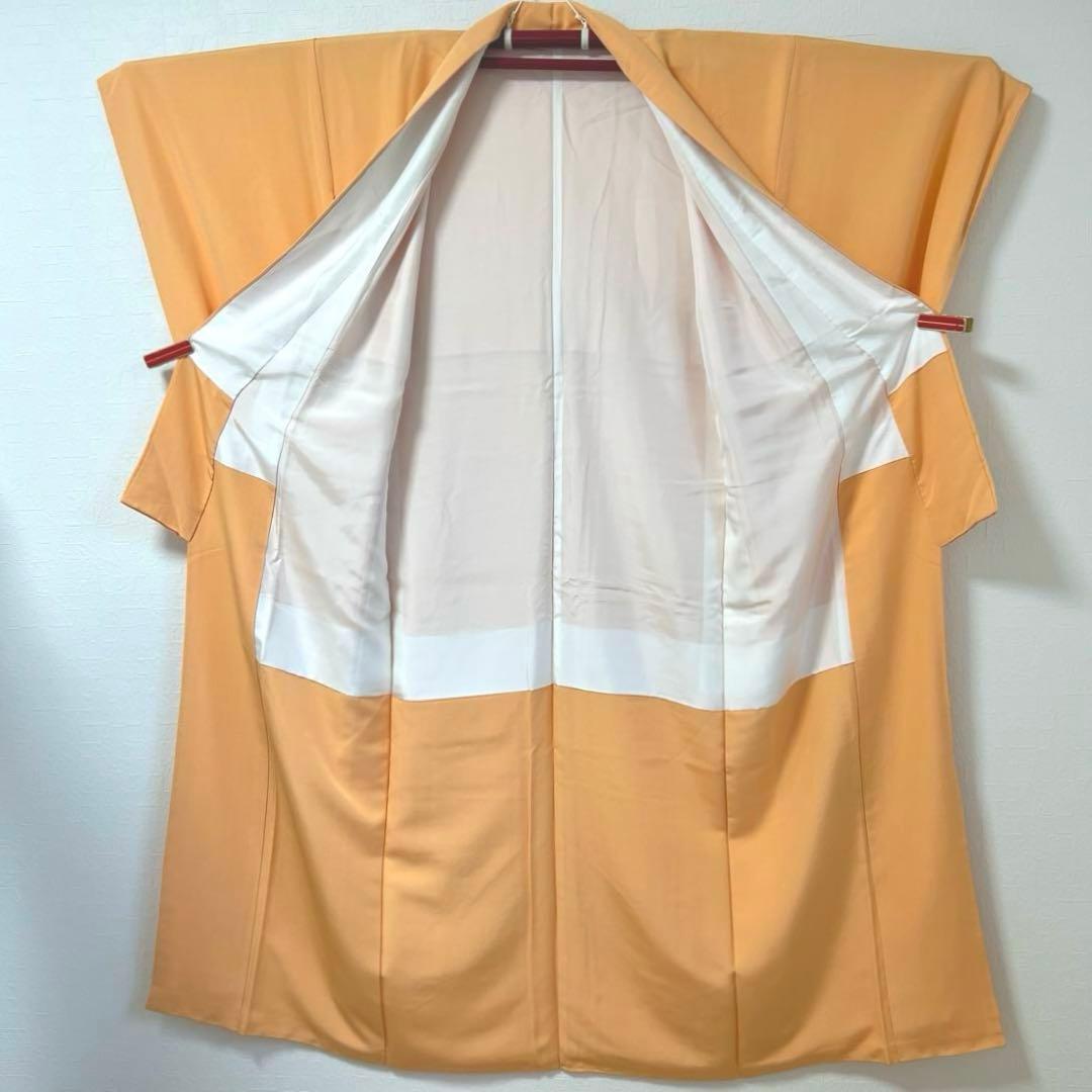 476 訪問着フルセット 正絹 薄オレンジ 薄橙 総刺繍 スワトウ 汕頭 上品