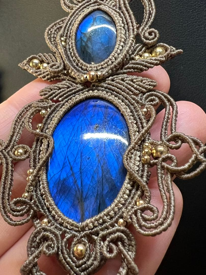 【handmade_Luna】マクラメ×ラブラドライト ネックレス