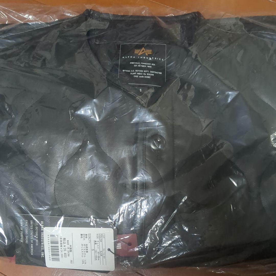 ALPHA INDUSTRIES ブラックレザージャケット S