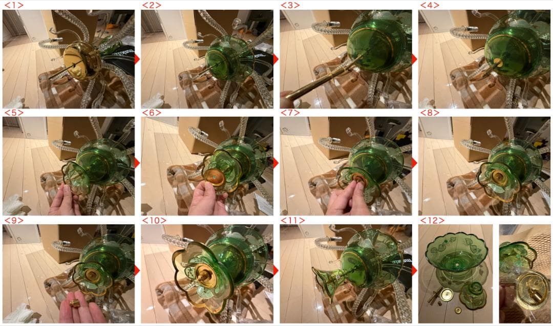 【12月15日迄特別値引】イタリア製 豪華シャンデリア（美品）グリーン&ゴールド