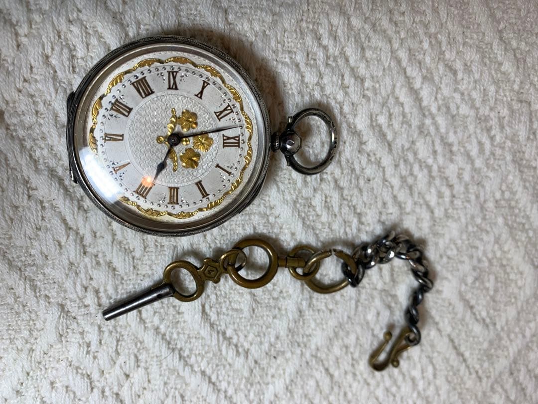 純銀　アンティーク懐中時計