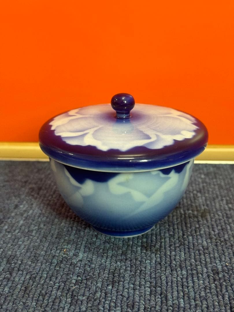 1706 深川製磁　牡丹金ミル　湯呑蓋付1客　皿2客