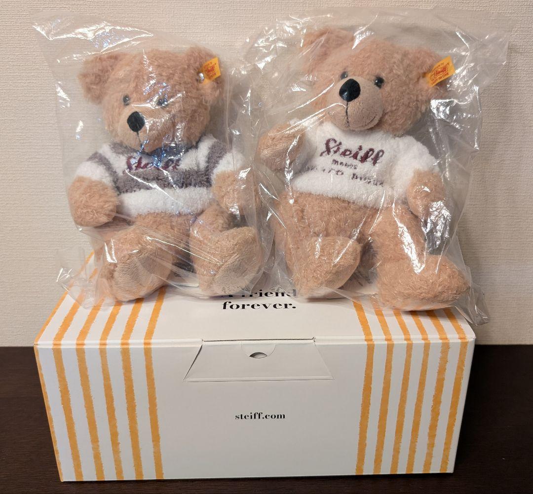 ジェラートピケ Steiff シュタイフ ぬいぐるみ　ボーダー　クリーム　BOX