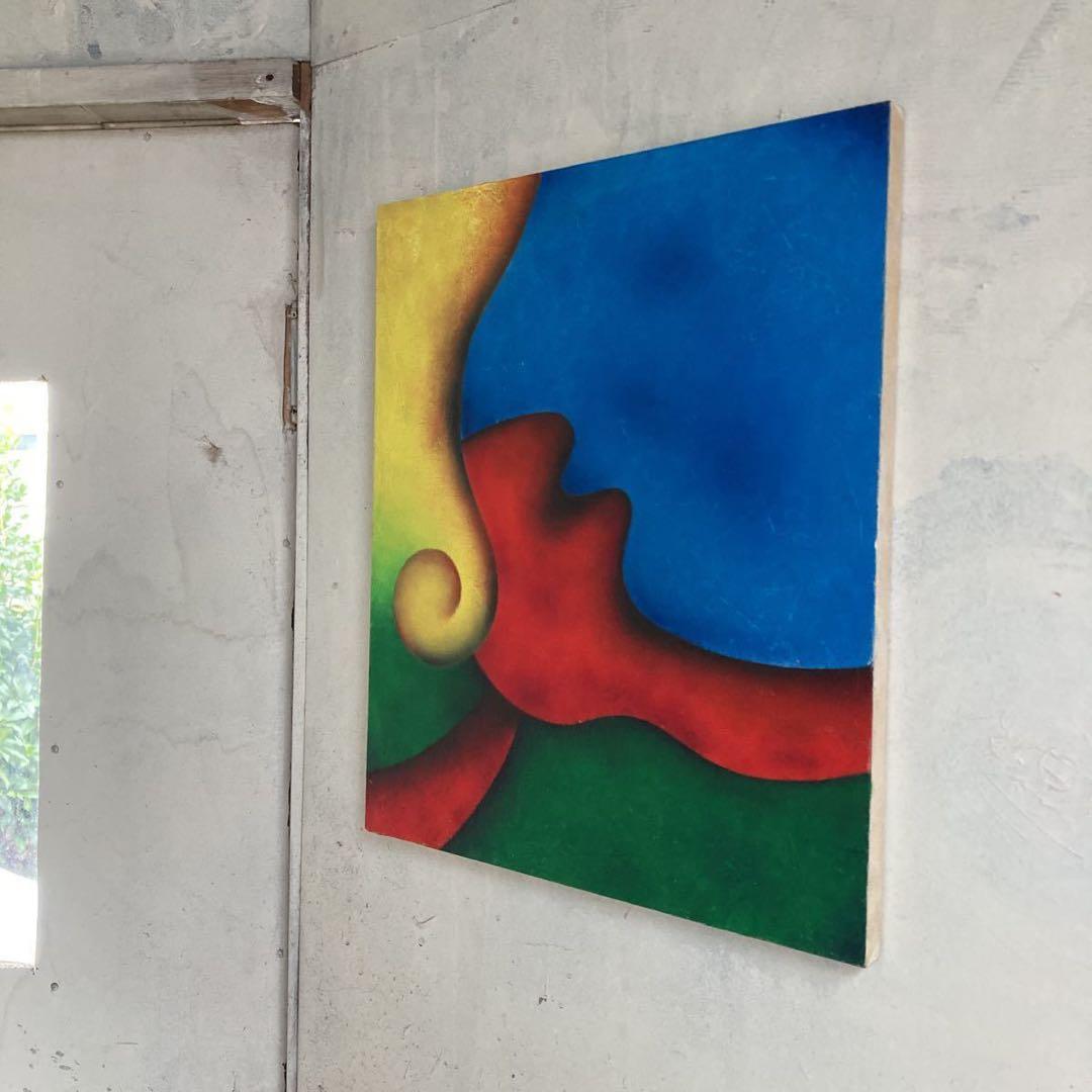 希少 古画 刀根広篤 「Chin-Tsu」 油彩画 極彩色 抽象画 F10号