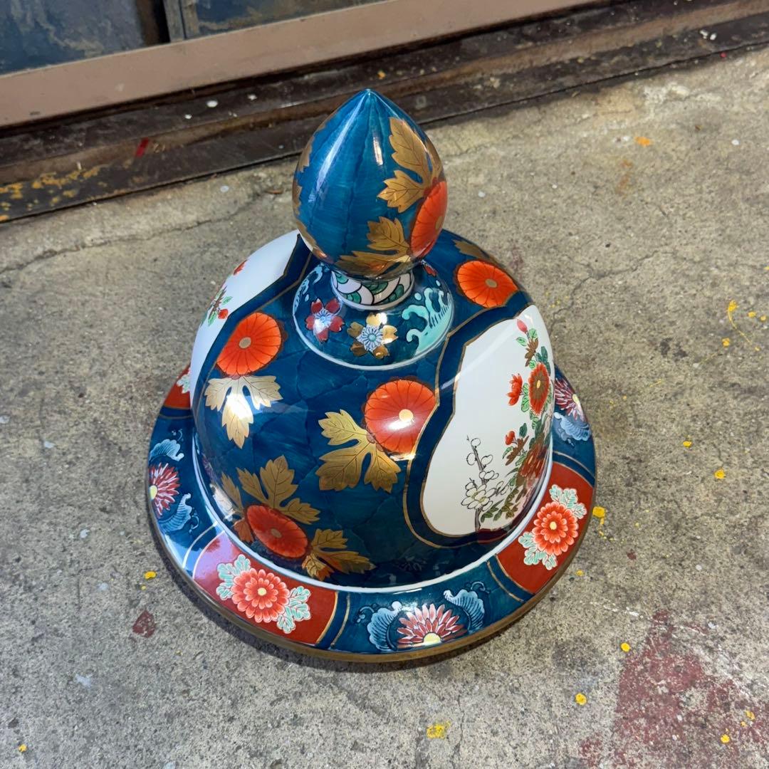 有田焼 金龍窯 博山作 金襴手 染錦 飾り壷 花鳥 高さ115cm 3個口発送