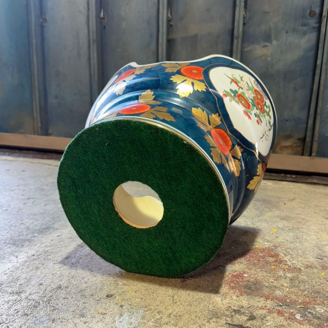 有田焼 金龍窯 博山作 金襴手 染錦 飾り壷 花鳥 高さ115cm 3個口発送