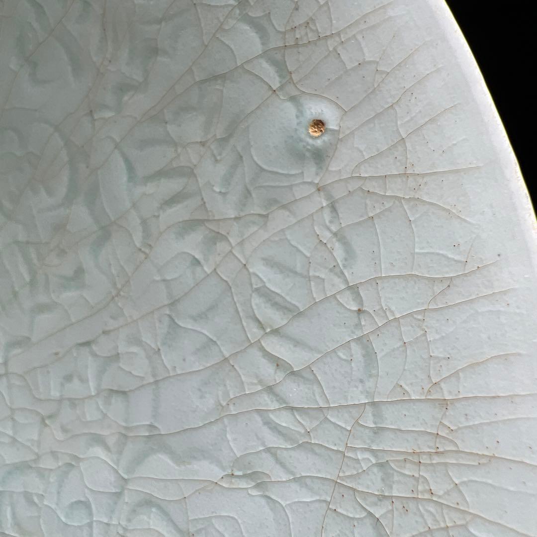 中国宋時代　青影陰刻輪花鉢　木箱付　直径約19.5㎝東Y8-0105☆2Fトヒカ