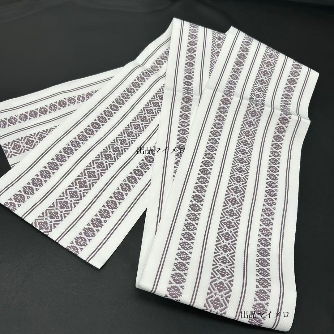 浴衣　綿麻　粋な夏着物　菊柄　黒　献上柄　半幅帯　2点　0729 ②