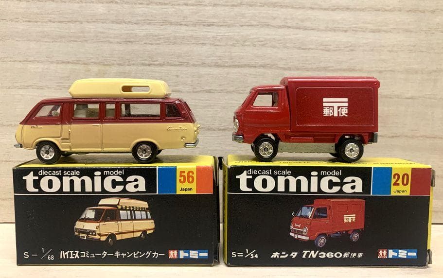 トミカ　ホンダ TN360郵便車＆トヨタハイエースコミューターキャンピングカー