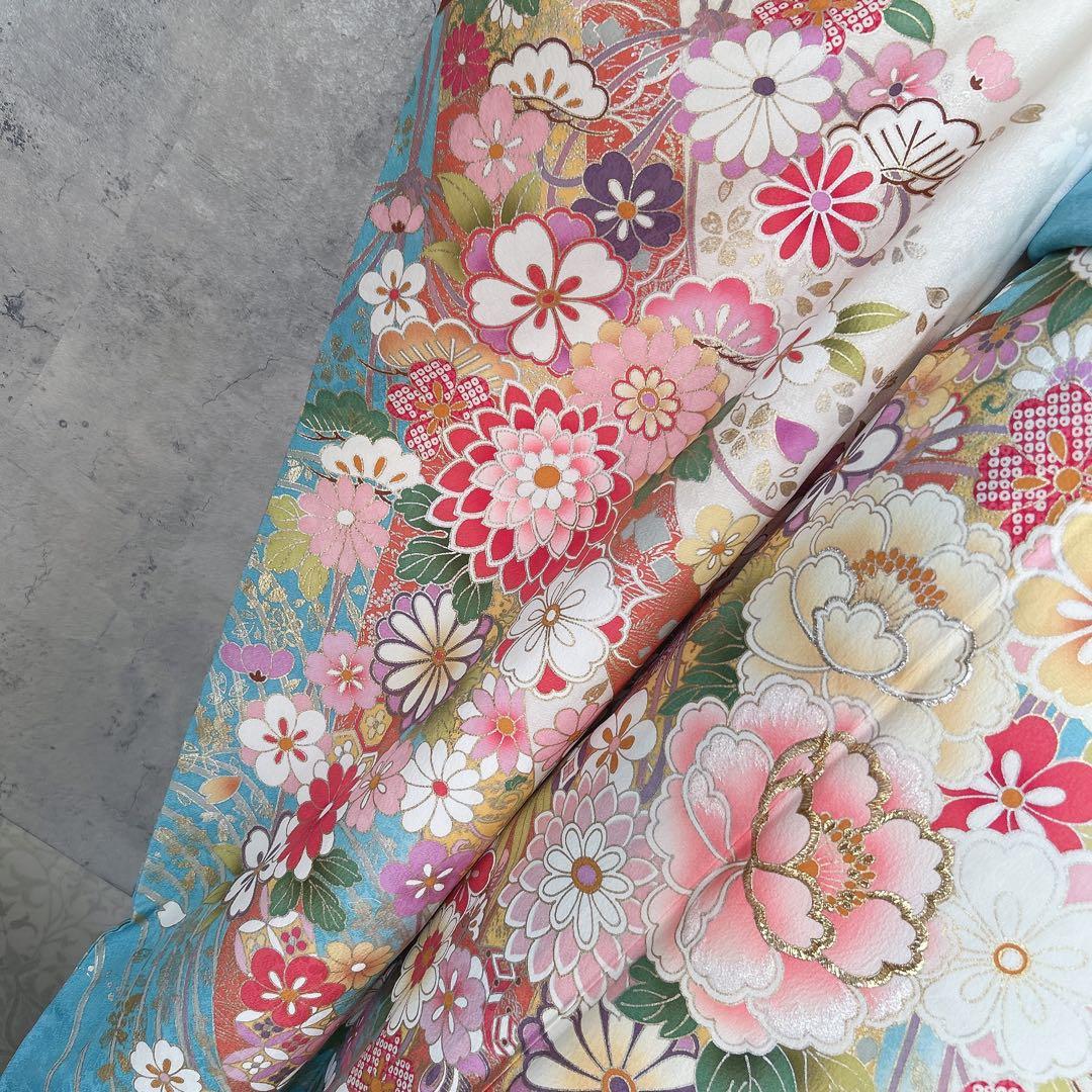 振袖　フルセット　本加工　豪華　成人式　華やか　帯　長襦袢　着物　二十歳　m2